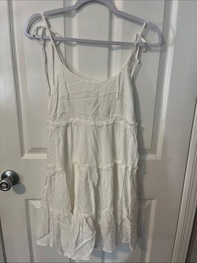 SHEIN White Textured Tiered Sundress